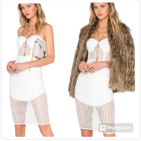 NBD X REVOLVE 4AM White Caged Bustier Midi Bridal Midi Dress sz S - Picture 2 of 13